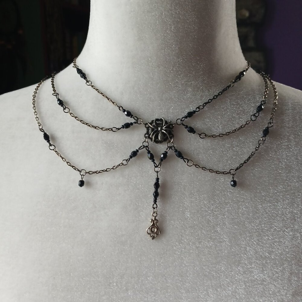 Gothic Witchy Halloween Costume Spider Necklace